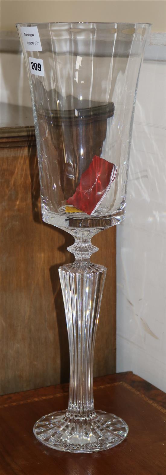 A tall Baccarat crystal goblet, height 59cms, boxed